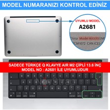 Novstrap Apple Macbook Air 2022 13.6 M2 A2681 Uyumlu Türkçe Q Klavye Şeffaf Klavye Koruyucu Kılıf
