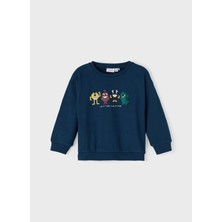 Name It 13198281 Bisiklet Yaka  Normal Kalıp Düz Koyu Mavi Bebek Sweatshirt