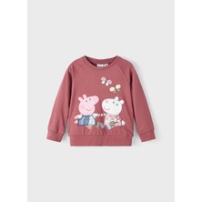 Name It 13198789-A Bisiklet Yaka   Standart Kalıp Baskılı Açık Mor Bebek Sweatshirt