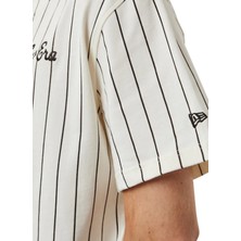 New Era Bisiklet Yaka Düz Beyaz Erkek T-Shirt 60284786-PINSTRIPE Ne Jersey Newera