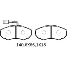 Bramax Peugeot Boxer- 03/07; Ön Fren Balatası 1,9/2,0/2,5/2,8 (1 Kablolu)(Disk) (140,6X66,1X18) (Bramax)