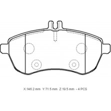 Bramax Mercedes C Class- W204- 11/13; Ön Fren Balatası (Kablosuz)(Disk) (146.2X71.5X19.5)(BRAMAX)