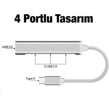 Ally C-809 4 In 1 Type-C To USB Hub Adaptör Çevirici Dönüştürücü Çoğaltıcı