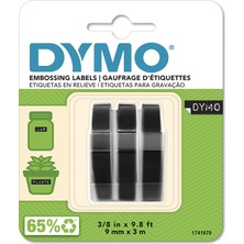 Hector Emporium Dymo 3D Plastik Kabartma Şerit (9 mm x 3 Mt), 3'lü Paket, Siyah - S0847730