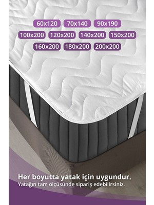 Vavey Kapitoneli Dört Köşe Lastikli Su Sıvı Geçirmez Yatak Koruyucu Alez 200x200cm