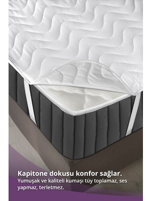 Vavey  Kapitoneli Dört Köşe Lastikli Su Sıvı Geçirmez Yatak Koruyucu Alez 180x200cm