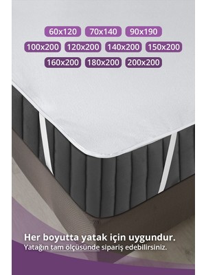 Vavey Pamuklu Dört Köşe Lastikli Su Sıvı Geçirmez Yatak Koruyucu Alez 200x200cm