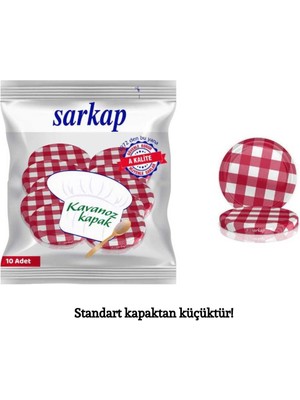 Sarkap Hijyenik Paketli 10 Adet Kavanoz Kapağı - Ekose Koyu Kırmızı - 66mm