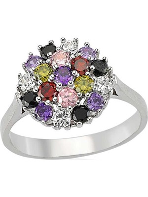 Gumush Gümüş Renkli Taşlı Bayan Yüzük