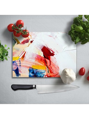 Insigne Soyut Uv Baskılı Cam Kesme Tablası 35X25 cm