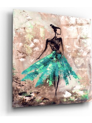 Insigne Kadın (Yeşil) Cam Tablo - 40X40 cm