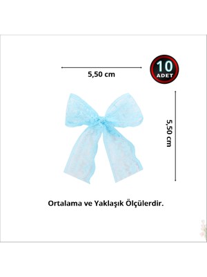 Süsle Bebek ve Parti Güpür Dantel Fiyonk, 5,5 cm - Mavi