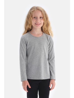 Dagi Gri Bisiklet Yaka Uzun Kollu T-Shırt