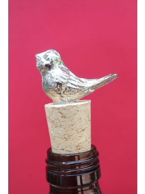 Emtory Home  2 Adet Gümüş Dekoratif Minik Kuşlu Şişe Tıpası