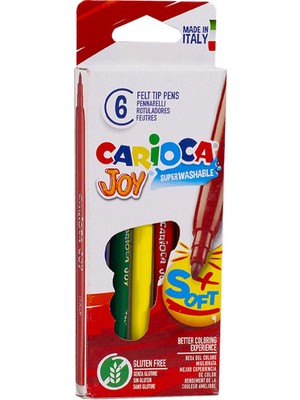 Carioca Joy Süper Yıkanabilir Keçeli Kalem 6'lı Renkli ve Güvenli Kullanım için Tasarlandı