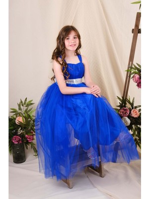 Mnk Baby Sırt Gipeli Tüllü Kız Çocuk Saten Abiye