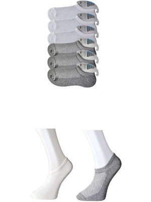 Milenyum Shop Gri ve Beyaz Erkek Görünmez Çorap 6 Çift