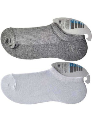 Milenyum Shop Gri ve Beyaz Erkek Görünmez Çorap 6 Çift