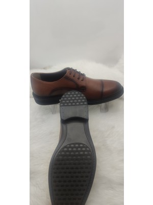 Çiğdem Kundura Gerçek Deri Bağlı Klasik Ayakkabı 42 Taba Erkek Düz Taban Kaydırmaz