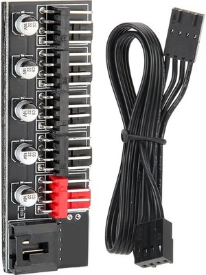 Alfais 4989 Fan Çoklayıcı 5 Port Y PWM Splitter 4 Pin Hub 1155 Pin Siyah Renk Güçlü Soğutma