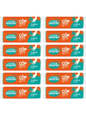 SMARTER 12 Lİ BÜYÜK BOY ÇÖP TORBASI 65x80cm ( Çöp Poşeti )