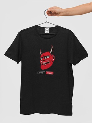 Edizen Demon Çift Yön Baskılı Siyah Oversize T-Shirt Unisex