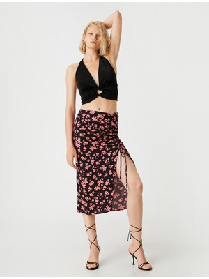 Koton Büzgülü Midi Etek İpek Görünümlü