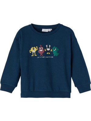 Name It 13198281 Bisiklet Yaka  Normal Kalıp Düz Koyu Mavi Bebek Sweatshirt