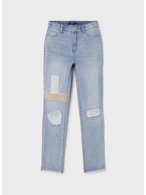 Lmtd Normal Bel Açık Mavi Kız Çocuk Denim Pantolon Nlfızzakuılt Dnm Hw Mom Pant