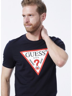 Guess Bisiklet Yaka Düz Lacivert Erkek T-Shirt M2YI71I3Z11G7V2CN Ss Logo Tee