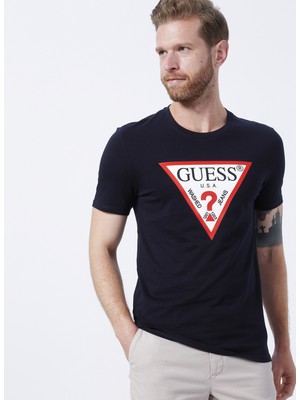 Guess Bisiklet Yaka Düz Lacivert Erkek T-Shirt M2YI71I3Z11G7V2CN Ss Logo Tee