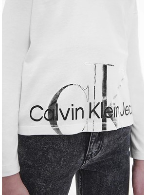 Calvin Klein Baskılı Beyaz Kız Çocuk T-Shirt IG0IG01543