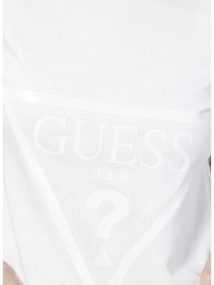 Guess Bisiklet Yaka Baskılı Krem Kadın T-Shirt V2YI06K8HM0-ADELE Crop T-Shırt