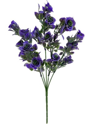 Nettenevime Yapay Çiçek Plastik Mor Mini Gül Demeti Garnitür Aradal Dekoratif Yapay Bitki