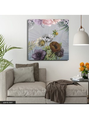 Evine Moda Renkli Çiçekler Tek Parça Kare 65 x 65 cm