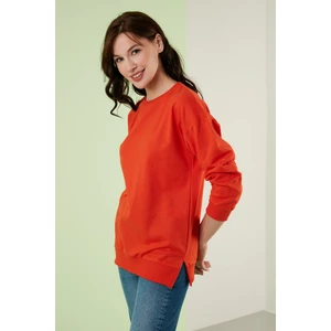 Pamuklu Bisiklet Yaka Basic Örme Sweat Kadın Sweat 5863569