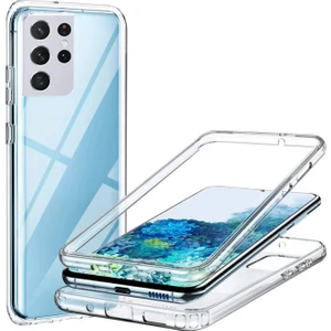 Samsung Galaxy S21 Ultra Kılıf Ön Arka 360 Koruma Şeffaf Silikon Kamera Korumalı