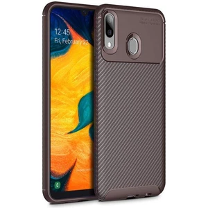 Samsung Galaxy A30 Karbon Görünüm Negro Silikon Kılıf + Ekran Koruyucu Nano