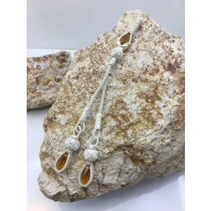 Hardal Sarısı Kristal Taşlı Ikili Tesbih Püskülü