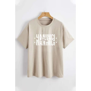 Hanımcı Yazılı Katlamalı Tasarım T-Shirt