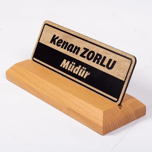 İsimlik Sepeti Ahşap Sade Isimlik Ofis Masa Isimliği