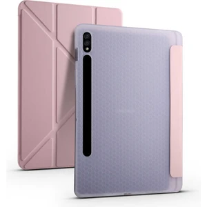 M.TK Moveteck Samsung Galaxy Tab S7 Fe Lte T730 T735 T737 Kılıf Kalem Bölmeli Yuvalı Yumuşak Silikon Trifolding Üçgen Standlı Lüx Case