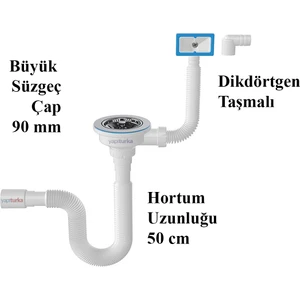 Evye Için Sifon Çöp Mak Taşmalı Çap 90 mm Taşmalı