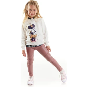 Minnie Mouse Minnie Lisanslı Kız Çocuk Kapüşonlu Sweatshirt ve Deri Tayt 2'li Takım 20189
