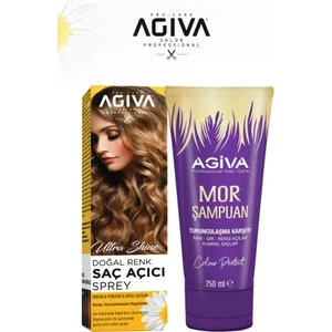 Ultra Shine Doğal Renk Saç Açıcı Sprey Mor Şampuan Seti