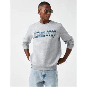 Baskılı Sweatshirt Şardonlu Bisiklet Yaka