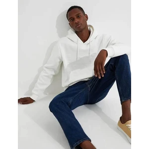 Kabartma Baskılı Kapşonlu Sweatshirt Şardonlu