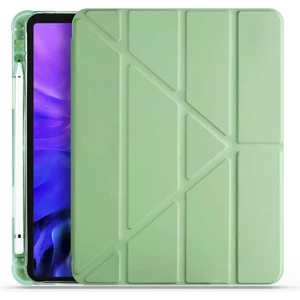 MTK Moveteck Samsung Galaxy Tab A8 10.5 SM-X200 2021 X205 X207 Tablet Kılıfı Kalem Bölmeli Yuvalı Yumuşak Silikon Trifolding Üçgen Standlı Lüx Case Smart Covert