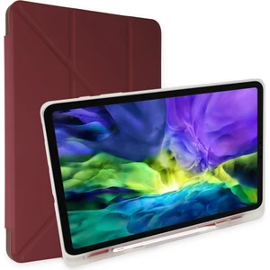 MTK Moveteck Samsung Galaxy Tab A8 10.5 SM-X200 2021 X205 X207 Tablet Kılıfı Kalem Bölmeli Yuvalı Yumuşak Silikon Trifolding Üçgen Standlı Lüx Case Smart Covert