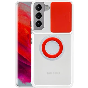 Sm Galaxy S22 Plus Kılıf Sürgülü Kamera Lens Korumalı Yüzük Standlı Silikon Kılıf